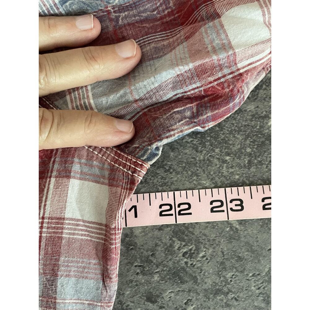 VTG.‎ Panhandle Slim Western Plaid Snap Shirt Womens L Red Blue Country Cowgirl - Picture 7 of 9